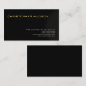 Moderne Black Grey Simple Carte de visite simple (Devant / Derrière)
