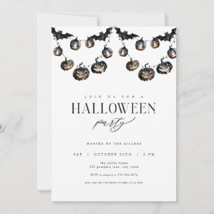 Moderne Black Halloween Party Uitnodiging