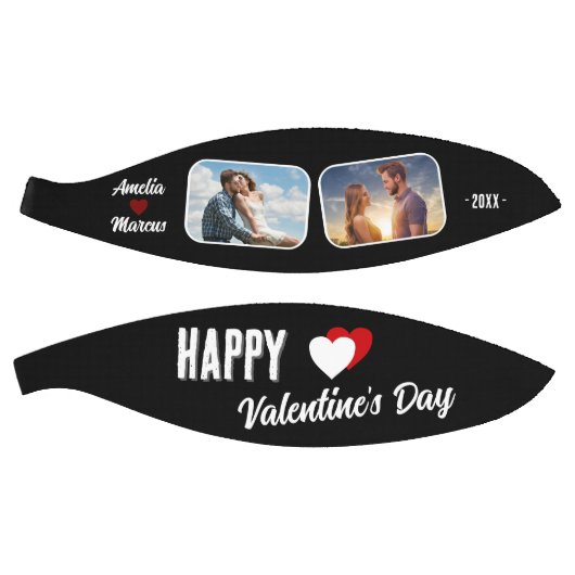 Moderne Black Happy Valentine's Day 2 Foto's Basketbal (Panelen)