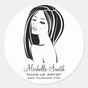 Moderne Black Light Roze Chic Wimper Make-up Artie Ronde Sticker
