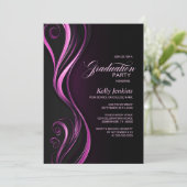 Moderne Black Pink Graduation Party Kaart (Staand voorkant)