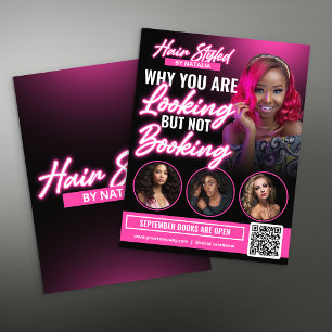 Moderne Black & Pink Kapsalon Foto Afspraak Flyer