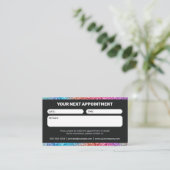 Moderne Black & Rainbow Glitter Salon Boeking Afsprakenkaartje (Staand voorkant)