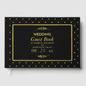 Moderne Black & Real Gold Folie Wedding Gastenboek (Voorkant)