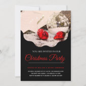 Moderne Black & Red Christmas Party Uitnodiging (Voorkant)