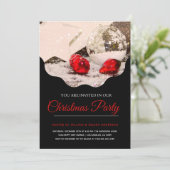 Moderne Black & Red Christmas Party Uitnodiging (Staand voorkant)