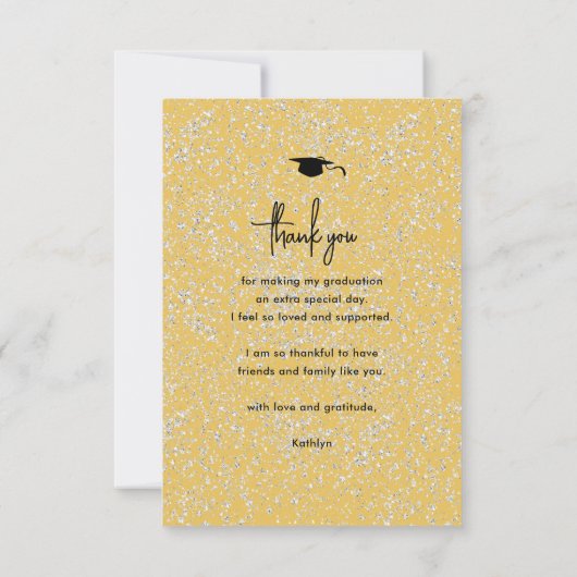 Moderne Black Script Gold Afstuderen - Hartelijk d Kaart (Achterkant)