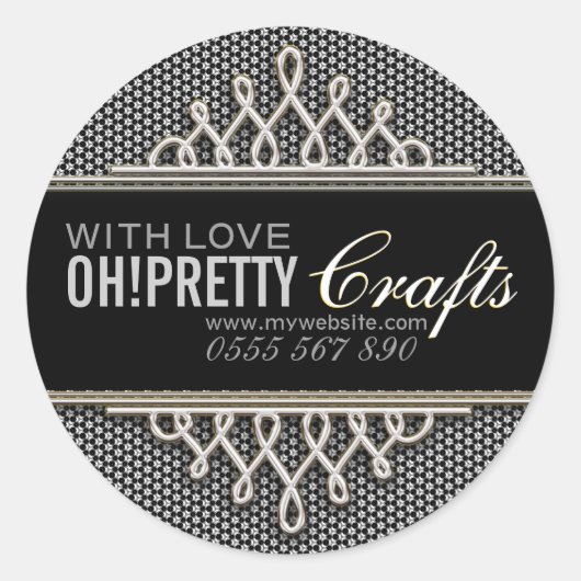 Moderne Black Silver Business Product Sticker (Voorkant)