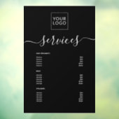 Moderne Black Spa Salon Service Menu Custom Logo Raamsticker (Vel 3)