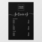 Moderne Black Spa Salon Service Menu Custom Logo Raamsticker (Vel)