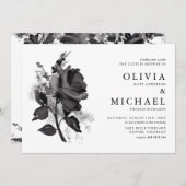 Moderne Black Waterverf Roos Couples Shower Kaart (Voorkant / Achterkant)