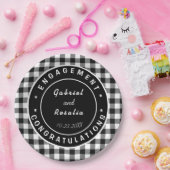 Moderne Black White Buffalo Checks Engagement Part Papieren Bordje (Feest)