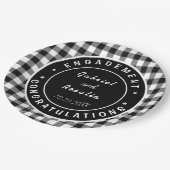 Moderne Black White Buffalo Checks Engagement Part Papieren Bordje (Gekanteld)