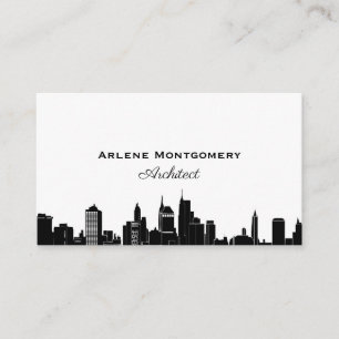 Moderne Black & White City Skyline Architect Visitekaartje