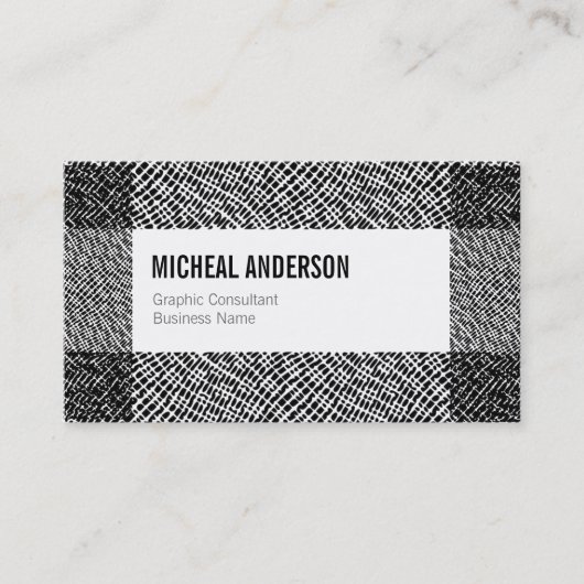 Moderne Black White Etched Graphic Pattern-rand Visitekaartje (Voorkant)