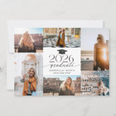Moderne Black + White Script 2025 Afstuderen Kaart (Voorkant)