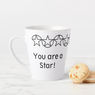 Moderne Black & White Star Gepersonaliseerde Latte Latte Mok