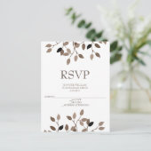 Moderne blad bruiloft RSVP kaarten (Staand voorkant)
