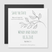 Moderne blad magneet save the date (Voorkant / Achterkant)