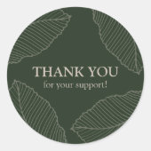 Moderne bladpatroon bedank sticker (Voorkant)