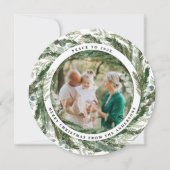 Moderne bladzijden met groen vredesscript feestdagenkaart (Voorkant)