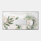 Moderne Blanc Blush Or Eucalyptus Entreprise Grand (Clavier et souris)
