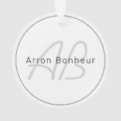 Moderne Blanc Gris & Noir | Nom Cool & Monogramme (dos)