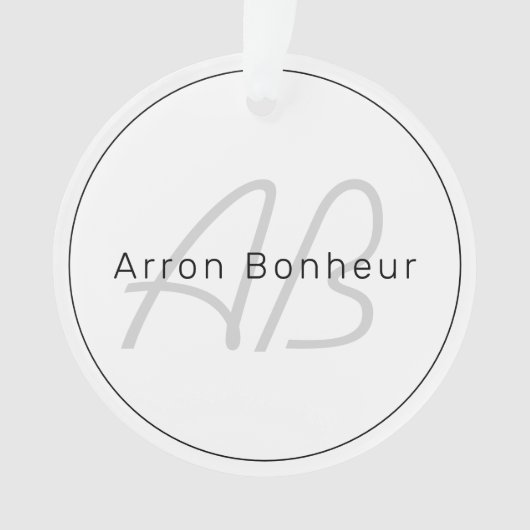 Moderne Blanc Gris & Noir | Nom Cool & Monogramme (devant)