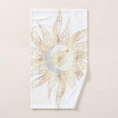 Moderne Blanc Or Soleil Lune Planète Universe Mand (Serviette à main)