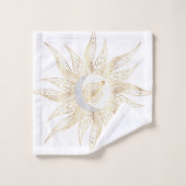 Moderne Blanc Or Soleil Lune Planète Universe Mand (Gant de toilette)