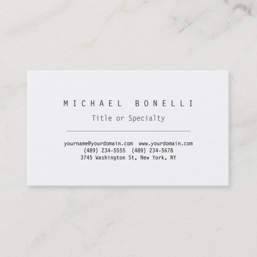 Moderne Blanc Simple Carte de visite élégant (Devant)