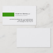Moderne Blanc Vert Simple Consultant Carte de visi (Devant / Derrière)