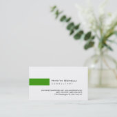 Moderne Blanc Vert Simple Consultant Carte de visi (Debout devant)