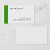 Moderne Blanc Vert Simple Consultant Carte de visi (Devant / Derrière)