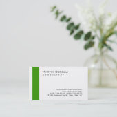 Moderne Blanc Vert Simple Consultant Carte de visi (Debout devant)