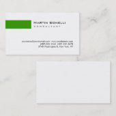 Moderne Blanc Vert Simple Consultant Carte de visi (Devant / Derrière)