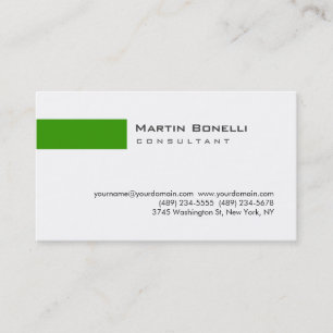 Moderne Blanc Vert Simple Consultant Carte de visi