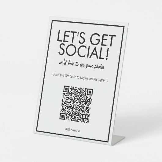 Moderne Blancs Social Médias QR Code Panneau de ta (Recto)