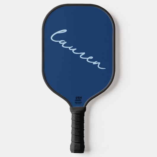 Moderne Blau Schriftnaam Pickleball Paddle (Achterkant)