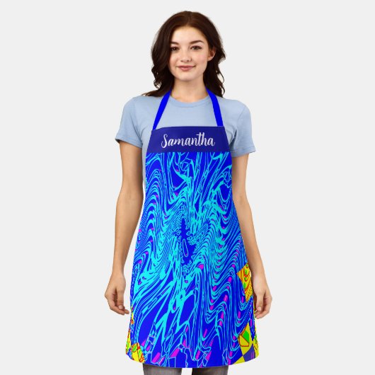 Moderne blauw Abstracte kunst schilderen Schort (Gedragen)