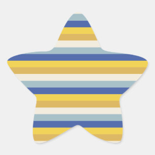 Moderne blauw geel gouden crème strepen Chanoeka Ster Sticker