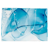 Moderne blauw gemarmerde verjaardag groot cadeauzakje (Achterkant)