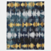 Moderne Blauw Gouden Tie Kleurstof Schilderen Abst Fleece Deken (Voorkant)