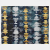 Moderne Blauw Gouden Tie Kleurstof Schilderen Abst Fleece Deken (Voorkant (Horizontaal))