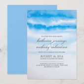 Moderne blauw waterverf huwelijksuitnodigingen kaart (Voorkant / Achterkant)