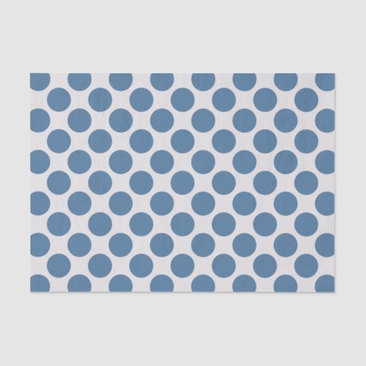 Moderne Blauw-Wit Grote Polka Dots Tissuepapier (Voorkant)
