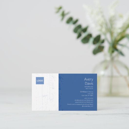 Moderne Blauwdruk Architect Visitekaartje (Staand voorkant)