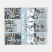 Moderne Blauwe 6 Foto Afstuderen Fleece Deken (Voorkant (Horizontaal))