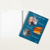 Moderne blauwe aangepaste fotocollage planner doel (Display)