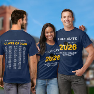 Moderne blauwe afstudeergeschenk voor klas 2026 t-shirt